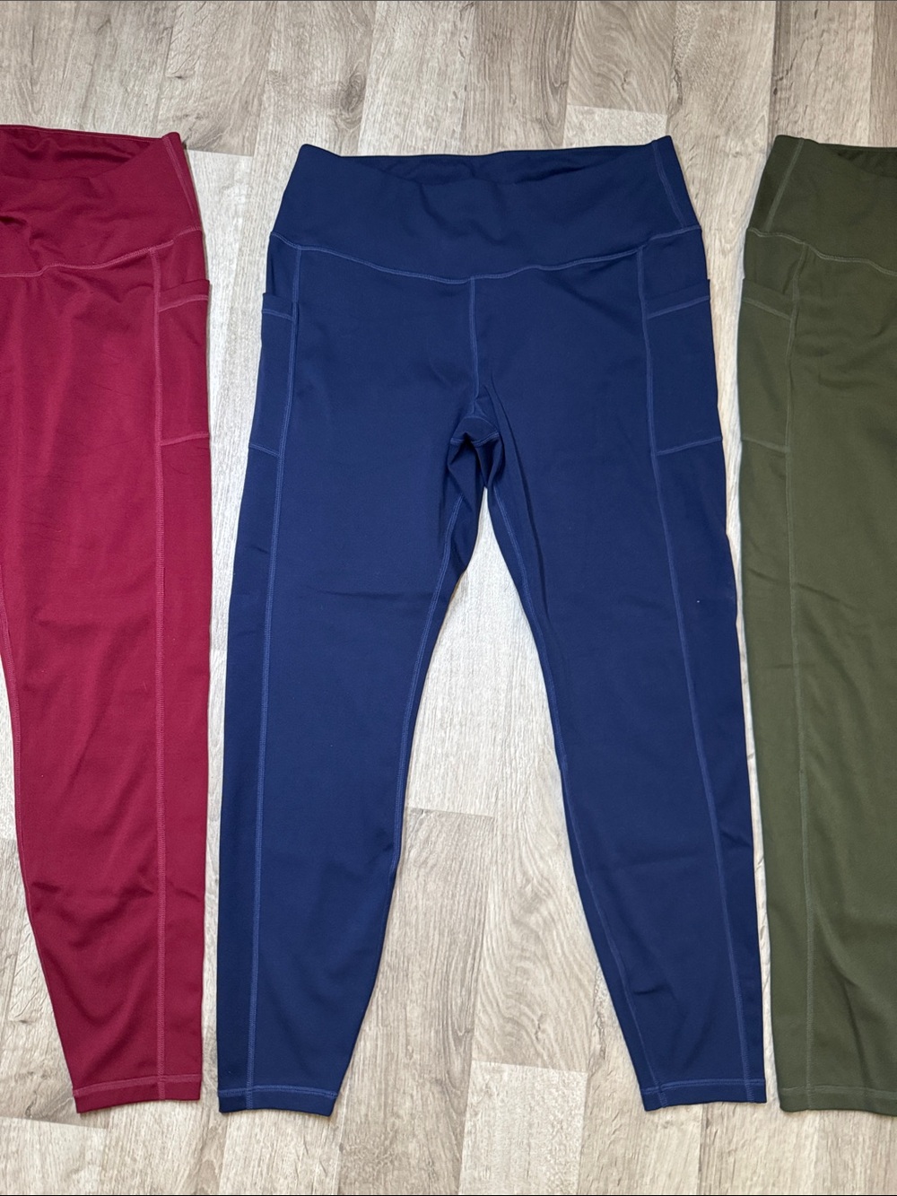Bundle! Women’s Active Leggings - Burgundy, Navy & Olive - XL - Picture 4 of 10